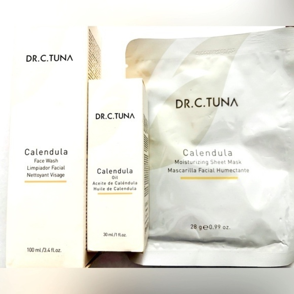 Dr C Tuna Farmasi Calendula Trio, BNIB, Face Oil, Sheet Mask, Cleanser, NWT